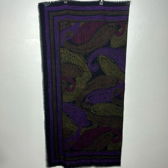 Jordan Marsh Made In Italy 100% Wool Paisley Print Scarf - Picture 1 of 6